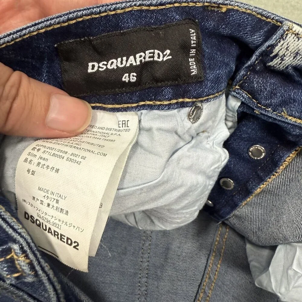 DSQUARED2 Icon All Over Print Jean Slim Distressed Paint Splatter  Mens Sz 30X28 - Picture 7 of 9